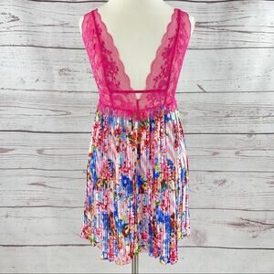 Victoria's Secret x Mary Katrantzou babydoll slip pink lace sheer pleated